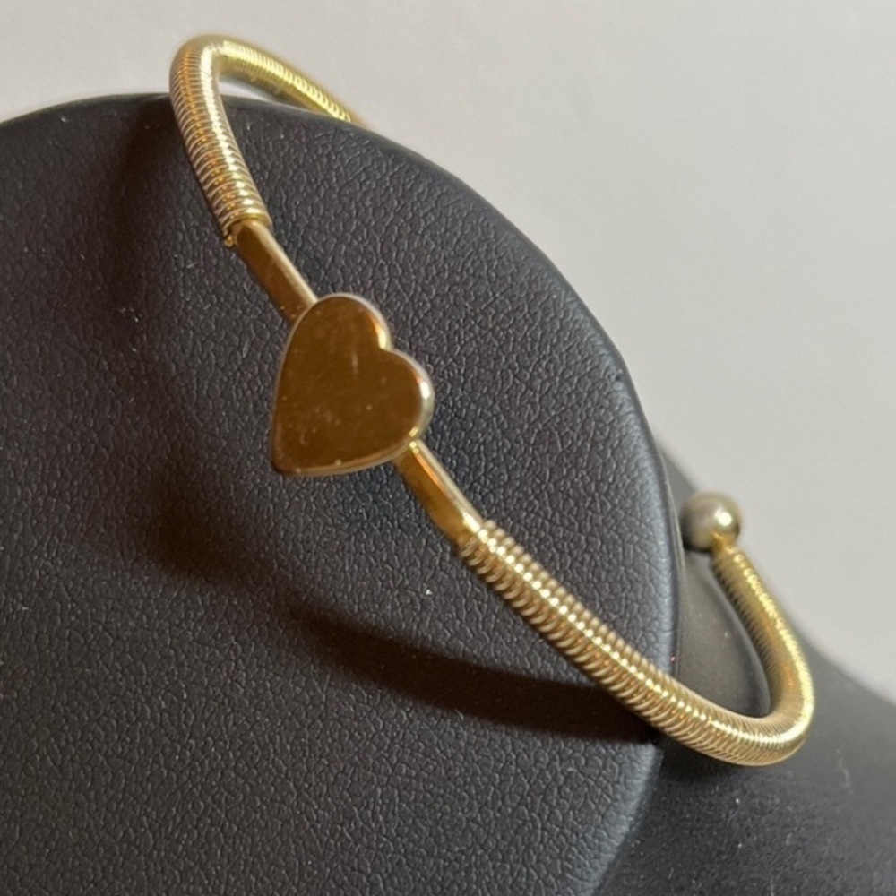 Vintage Gold Tone Heart Cuff Bracelet signed by Sarah Coventry. For small wrist